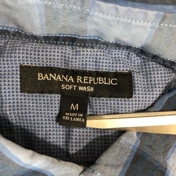 Banana Republic Shirt Mens Medium Blue‎ Plaid Preppy Button Down Long Sleeve - Picture 4 of 7
